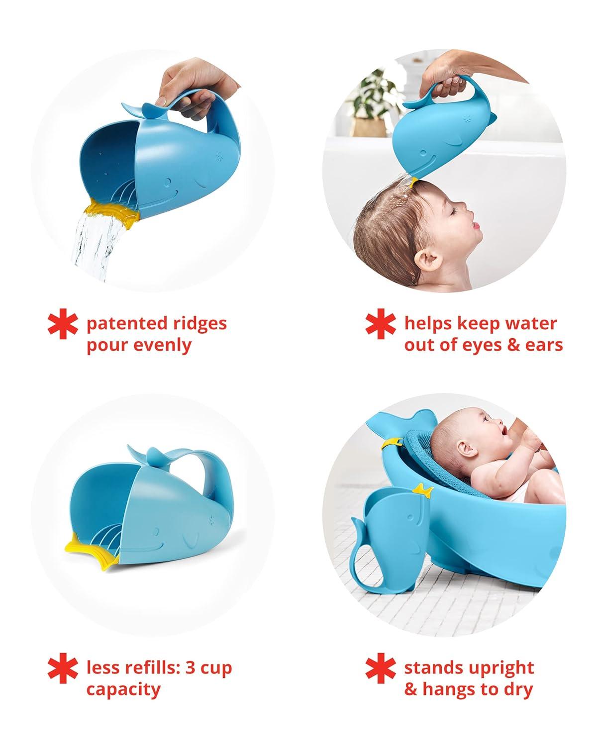 imageSkip Hop Baby Bath Rinse Cup MOBY TearFree Waterfall Rinser Blue Age 0Moby Rinser Blue