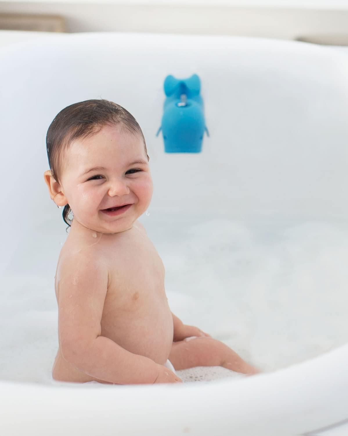 imageSkip Hop Baby Bath Spout Cover Soft Silicone Faucet Safety Guard with Adjustable Design Fits Most Bath Spouts WaveMoby Blue