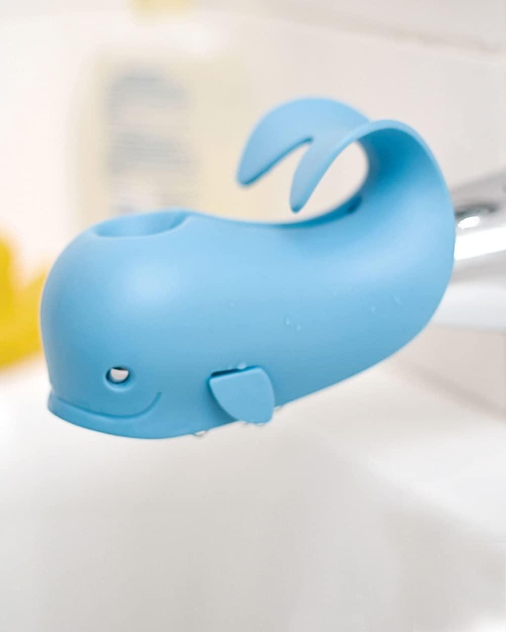 imageSkip Hop Baby Bath Spout Cover Soft Silicone Faucet Safety Guard with Adjustable Design Fits Most Bath Spouts WaveMoby Blue