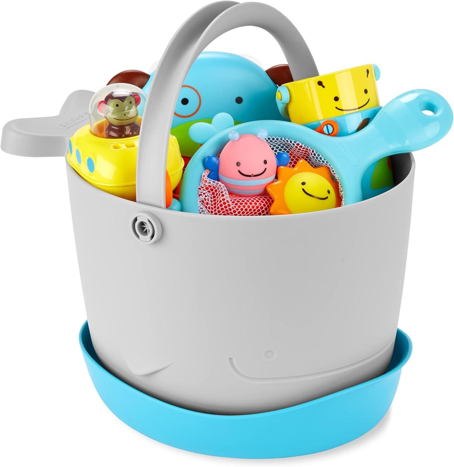 imageSkip Hop Baby Bath Toy Filled Bucket Bath Toy ampamp Bucket Gift Set GreyBath Bucket  Toys Gift Set