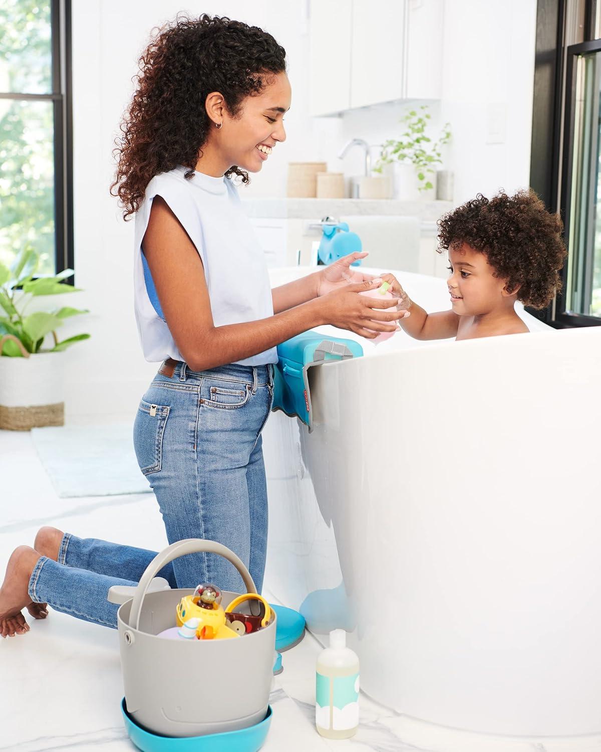 imageSkip Hop Baby Bath Toy Filled Bucket Bath Toy ampamp Bucket Gift Set GreyMoby