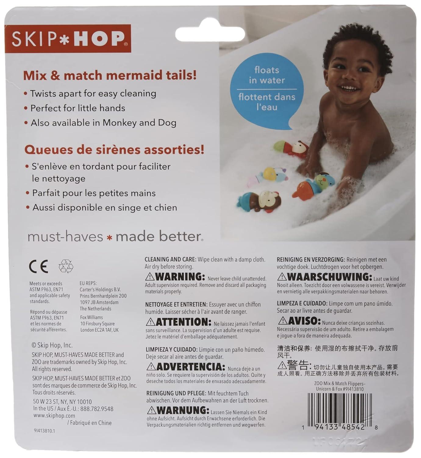 imageSkip Hop Baby Bath Toy Zoo Mix ampamp Match Flippers UnicornFox