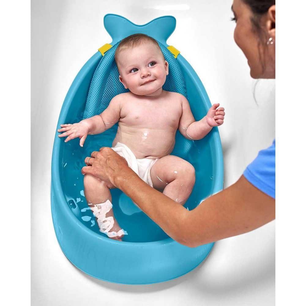 imageSkip Hop Infant Bath Tub 3Stage Grow With Baby Smart Sling MOBY Bathtub Blue Age 0Blue Tub