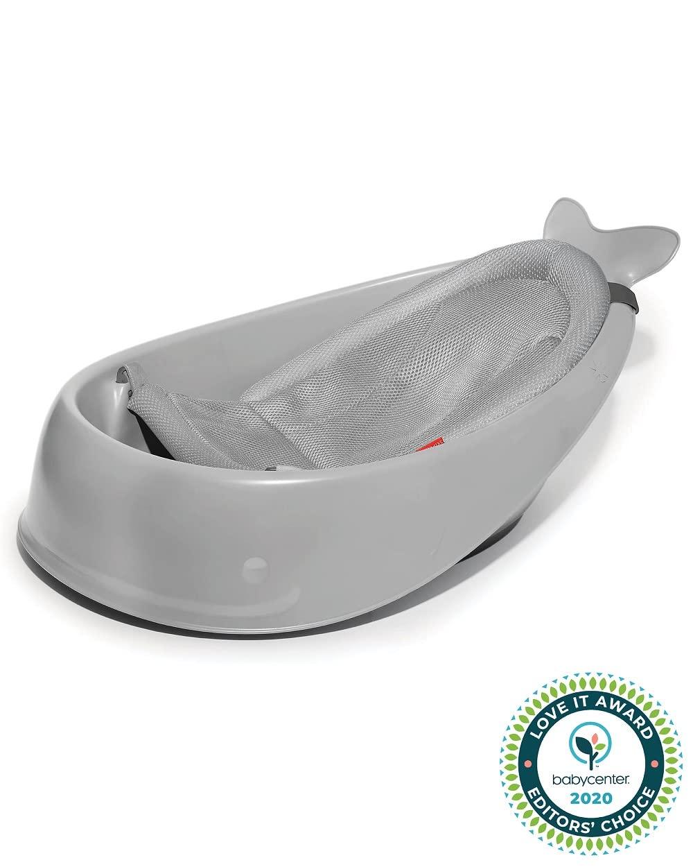 imageSkip Hop Infant Bath Tub 3Stage Grow With Baby Smart Sling MOBY Bathtub Blue Age 0Grey Tub