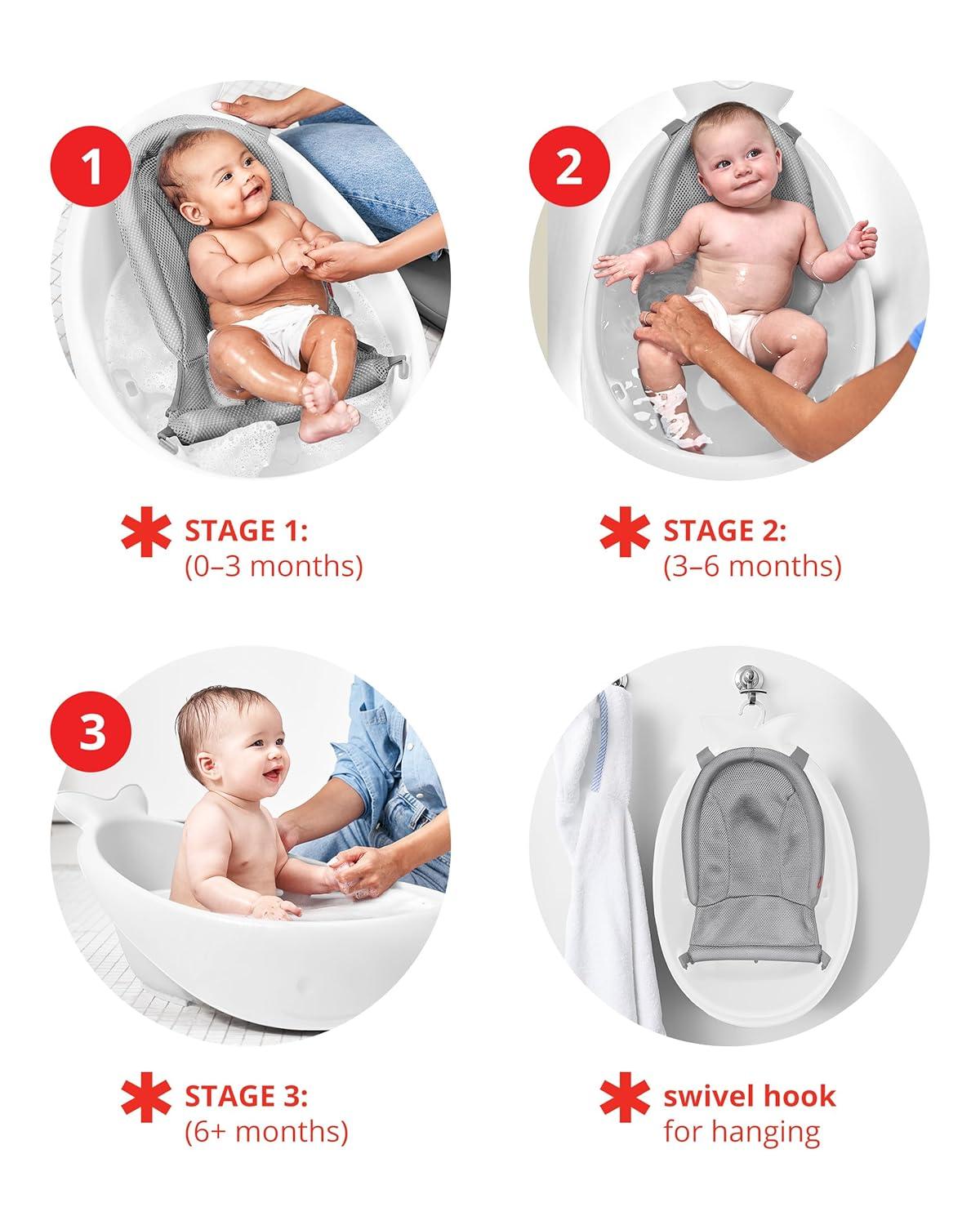 imageSkip Hop Infant Bath Tub 3Stage Grow With Baby Smart Sling MOBY Bathtub Blue Age 0Moby White Tub