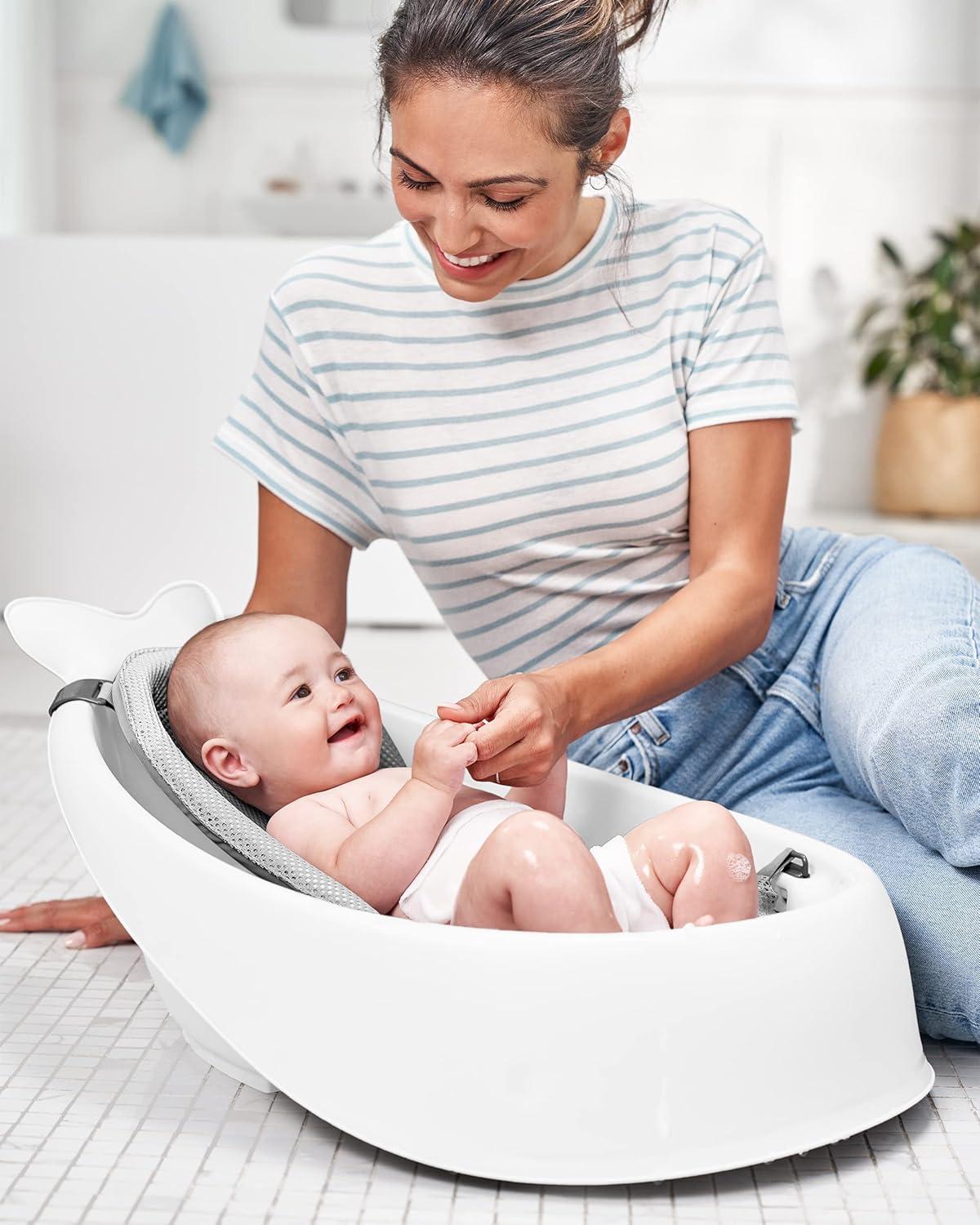imageSkip Hop Infant Bath Tub 3Stage Grow With Baby Smart Sling MOBY Bathtub Blue Age 0Moby White Tub