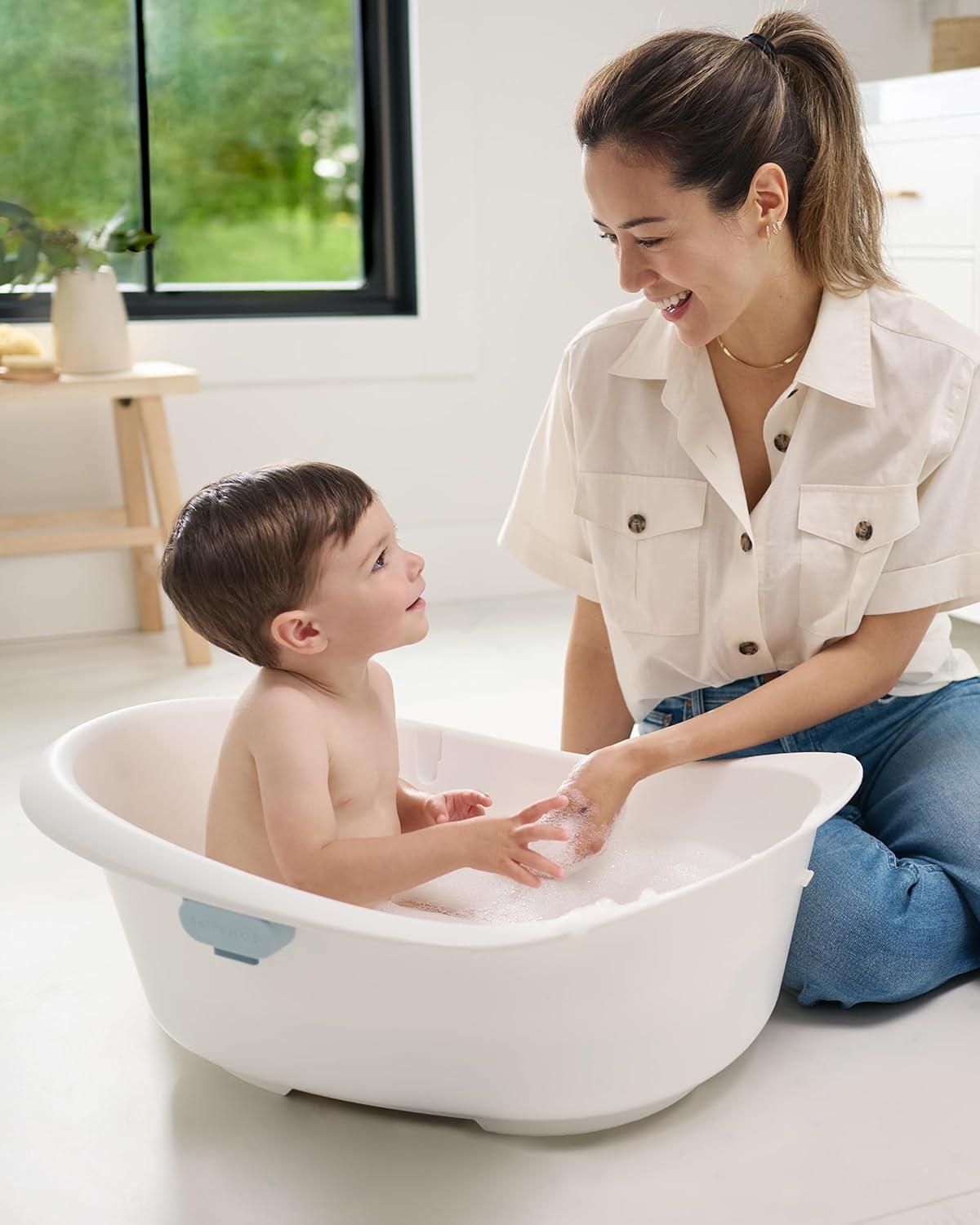 imageSkip Hop Infant Bath Tub 3Stage Grow With Baby Smart Sling MOBY Bathtub Blue Age 0Wave Tub