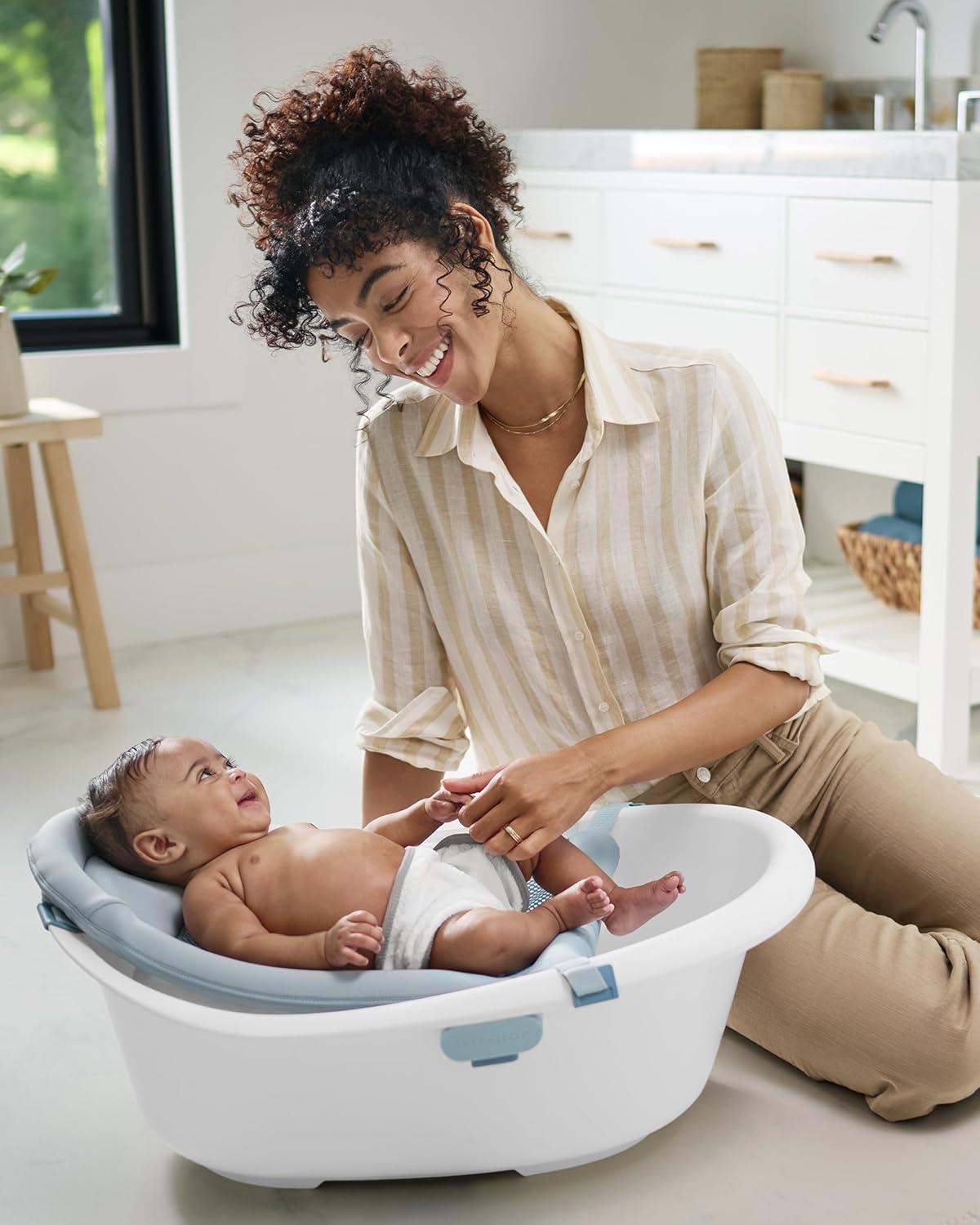 imageSkip Hop Infant Bath Tub 3Stage Grow With Baby Smart Sling MOBY Bathtub Blue Age 0Wave Tub