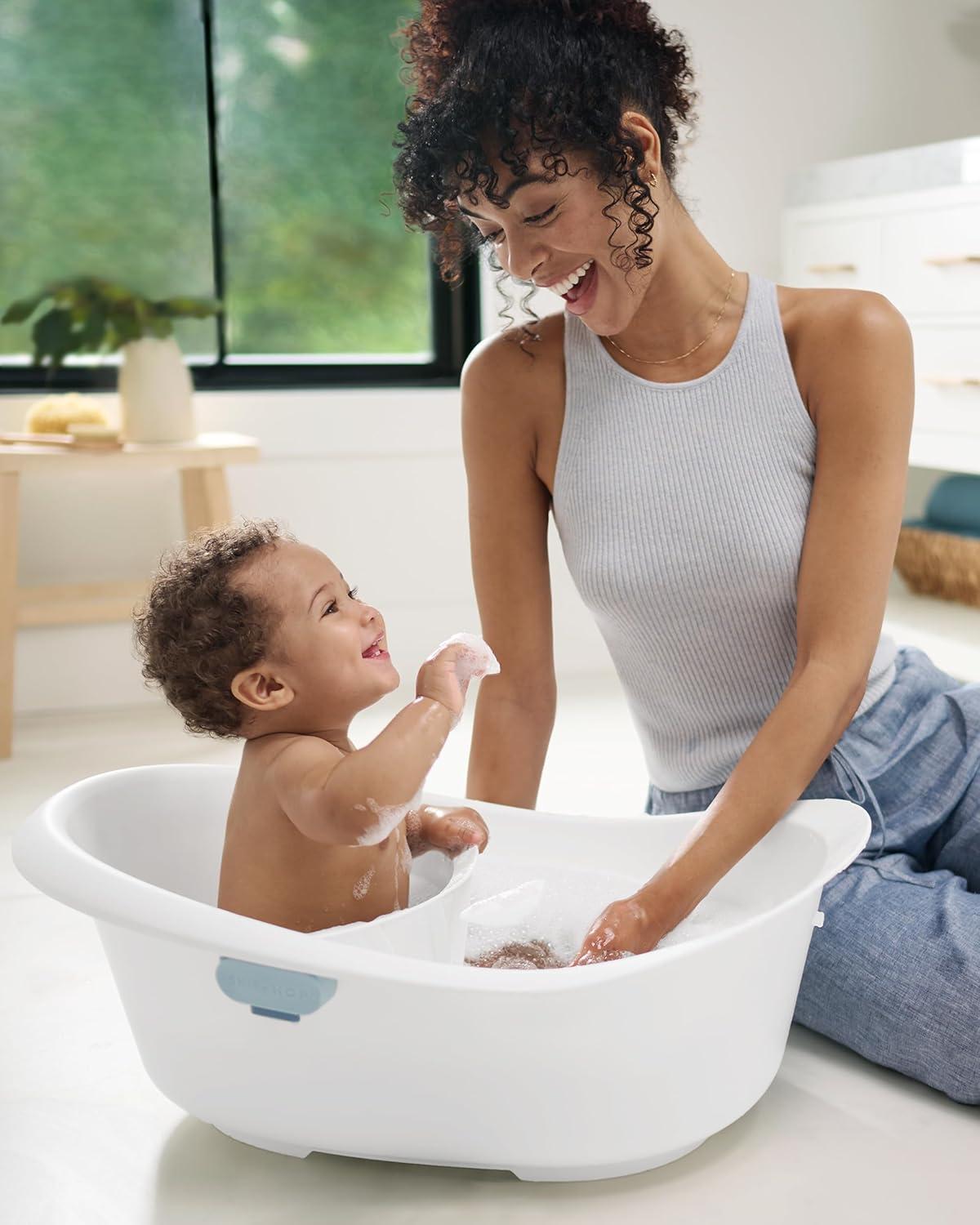imageSkip Hop Infant Bath Tub 3Stage Grow With Baby Smart Sling MOBY Bathtub Blue Age 0Wave Tub