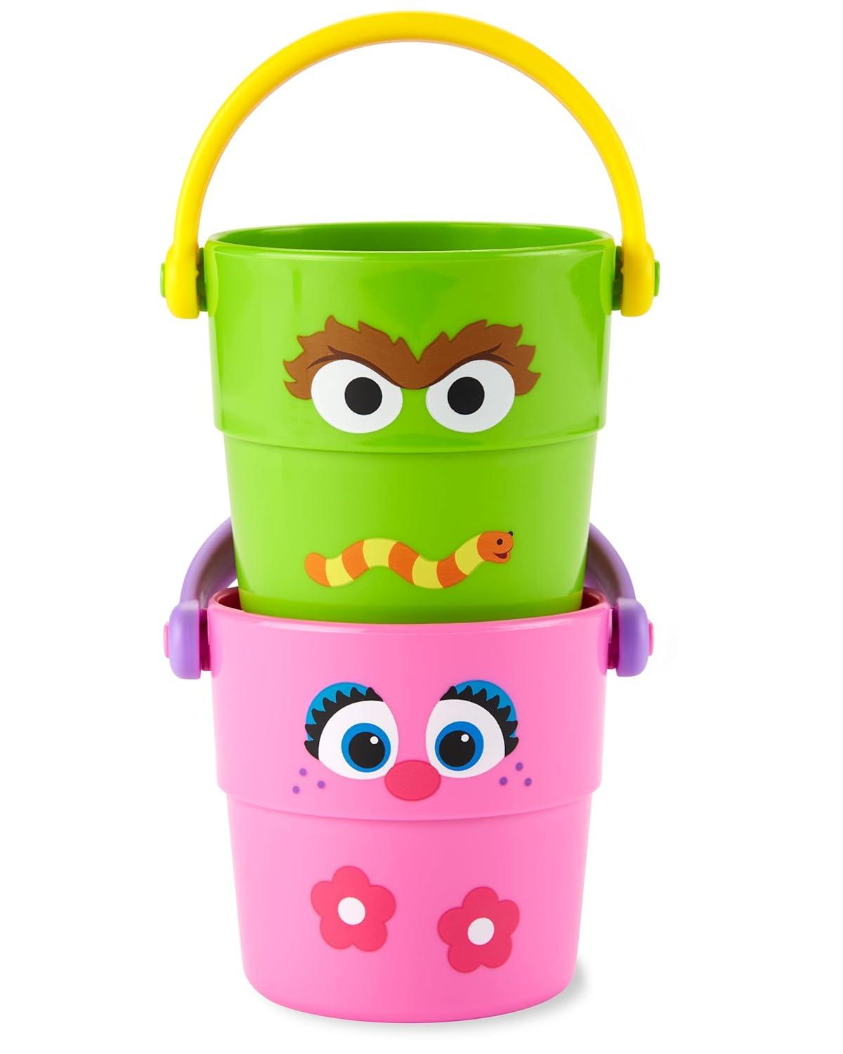 imageSkip Hop x Sesame Street Baby Bath Toy Stack ampamp Pour Bath BucketsSesame Street
