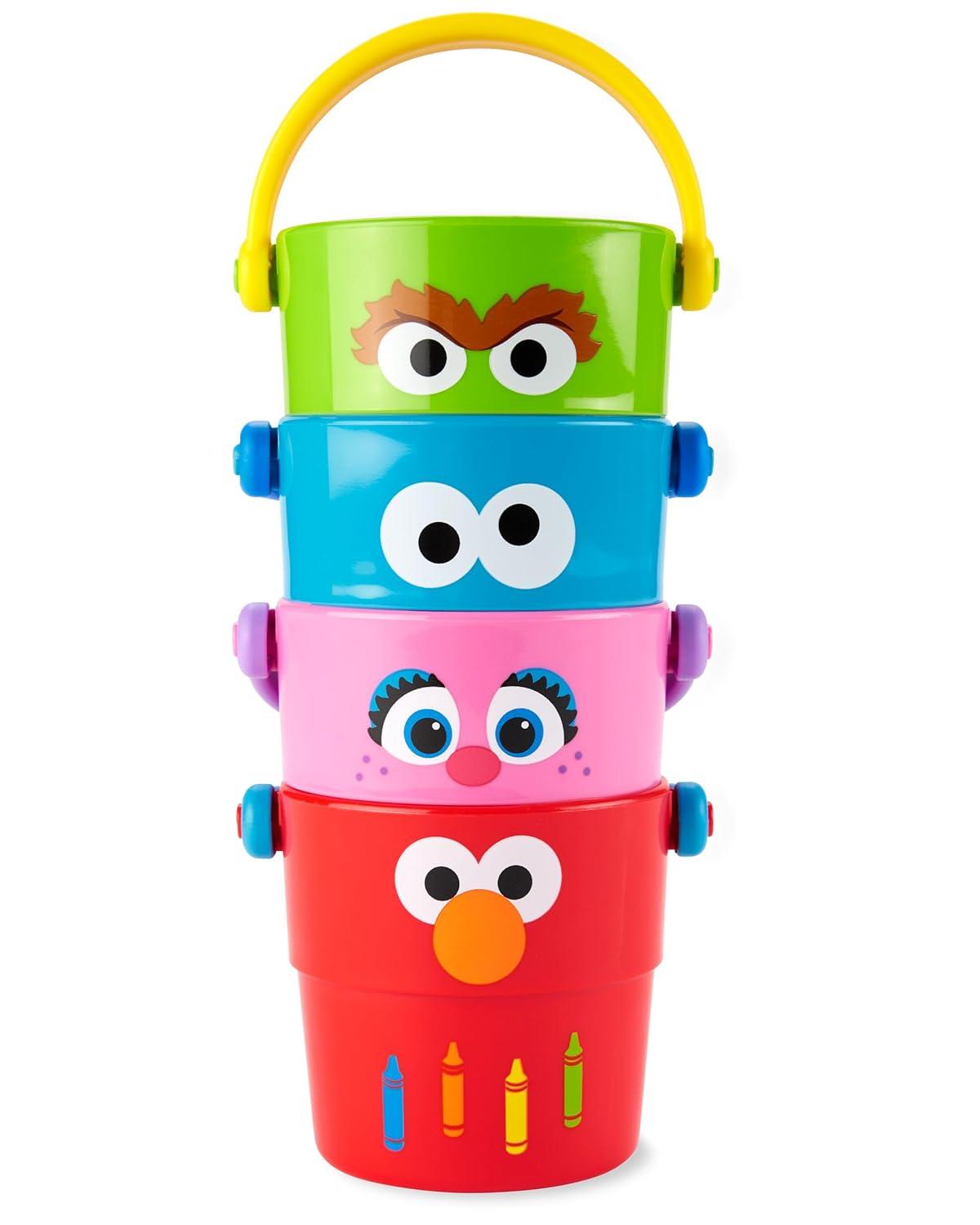 imageSkip Hop x Sesame Street Baby Bath Toy Stack ampamp Pour Bath BucketsSesame Street