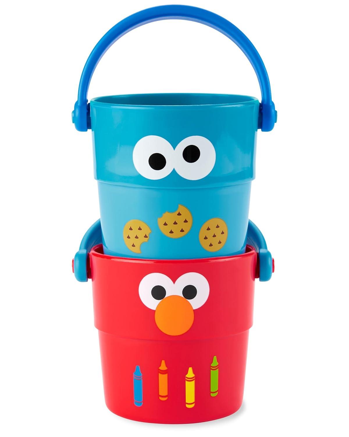 imageSkip Hop x Sesame Street Baby Bath Toy Stack ampamp Pour Bath BucketsSesame Street