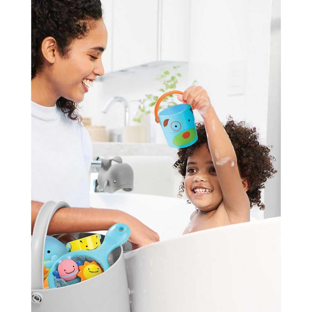 imageSkip Hop x Sesame Street Baby Bath Toy Stack ampamp Pour Bath BucketsTreetop