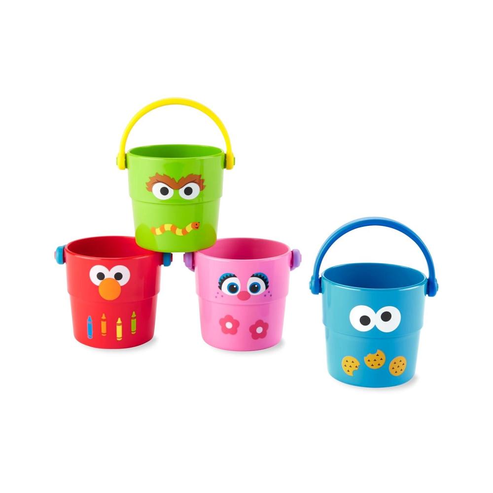 imageSkip Hop x Sesame Street Baby Bath Toy Stack ampamp Pour Bath BucketsSesame Street
