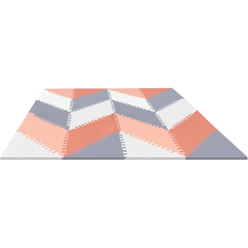 imageSkip Hop Baby Play Mat Interlocking Foam Floor Tiles 70quot x 56quot Playspot GreyCreamGreyPeach