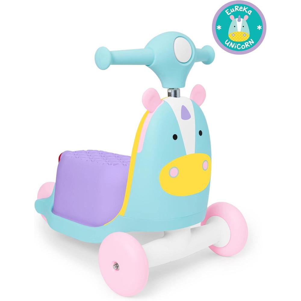 imageSkip Hop Kids 3in1 Baby Activity Push Walker ampamp Ride On Scooter Toy Unicorn