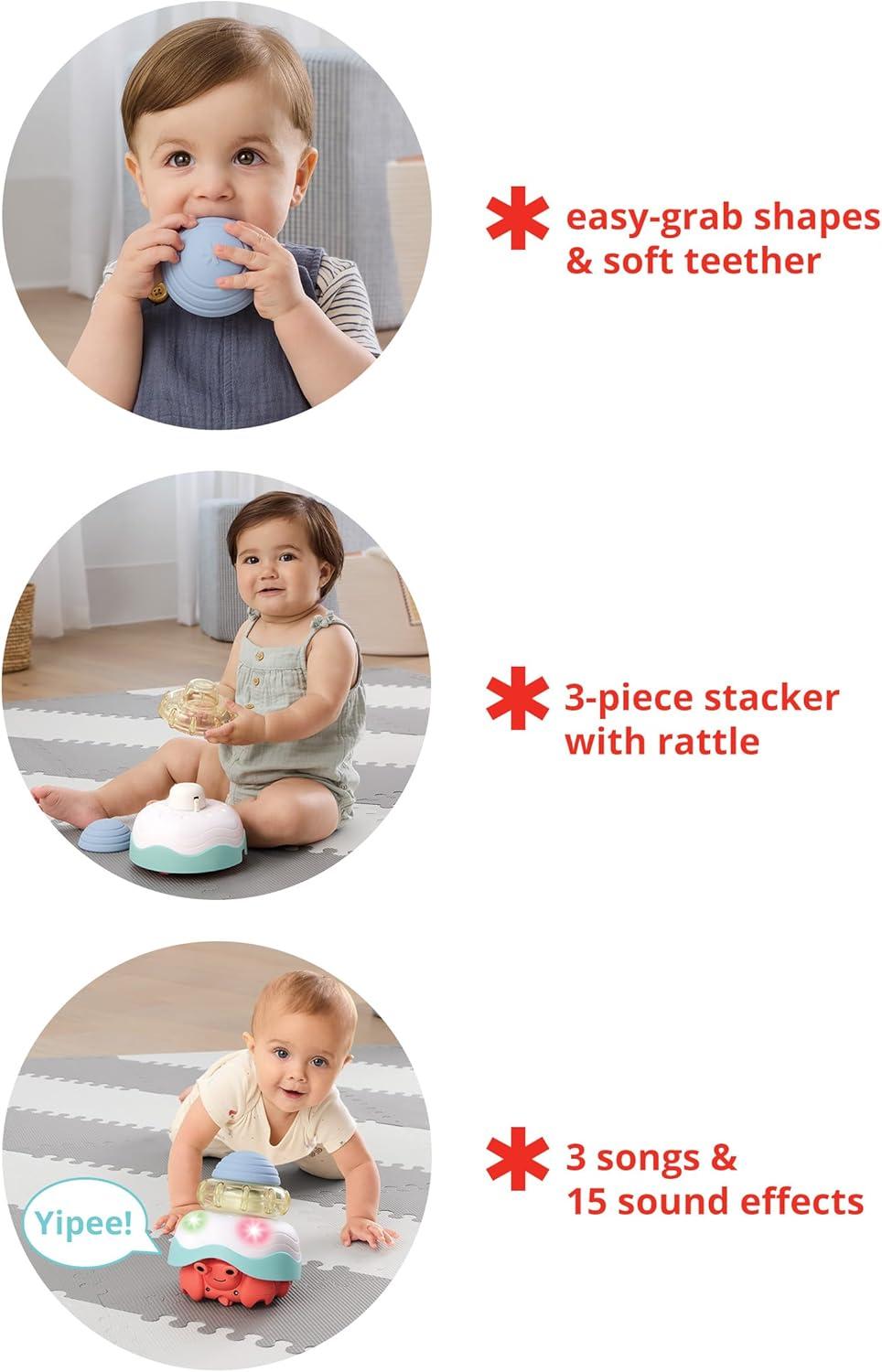 imageSkip Hop Baby FollowMe Bee Tummy Time Crawl Toy 3Stage Infant Sensory Development with Lights Sounds and Music Explore ampamp More Age 5mCrab