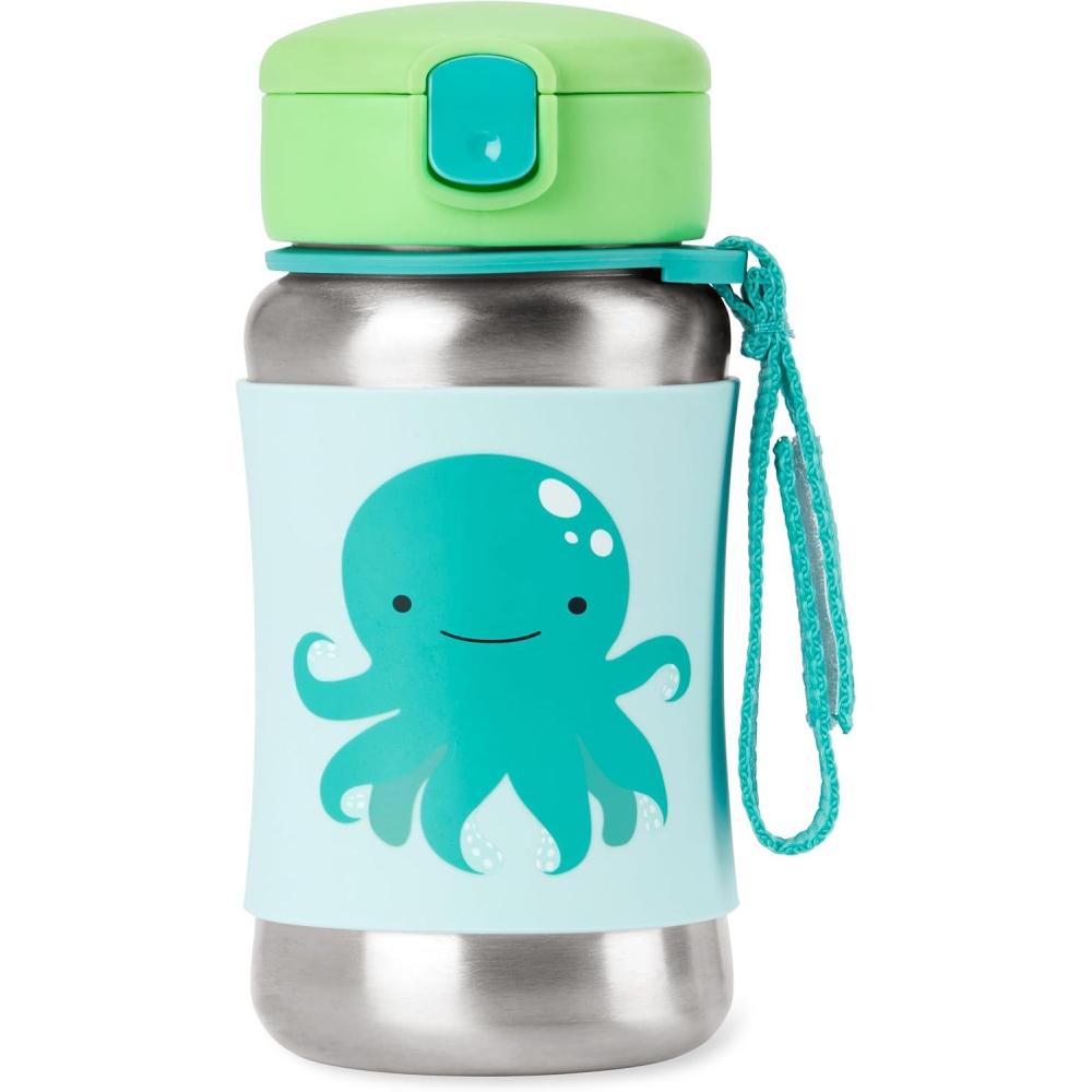 imageSkip Hop Toddler Sippy Cup with Straw Zoo Stainless Steel Straw Bottle Dog 12 OzOctopus