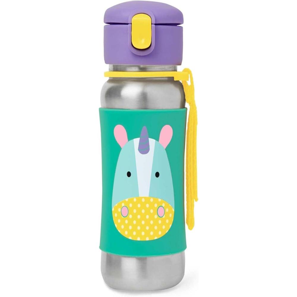 imageSkip Hop Toddler Sippy Cup with Straw Zoo Stainless Steel Straw Bottle Dog 12 OzUnicorn