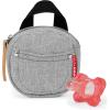 Skip Hop Baby Silicone Pacifier Holder Case with Easy-Access Opening and Strap, Fits 2 Pacifiers, Oat(Grey Melange)