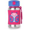 Skip Hop Toddler Sippy Cup with Straw, Zoo Stainless Steel Straw Bottle, Dog, 12 Oz(Butterfly)