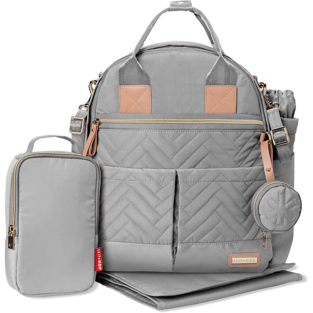 imageSkip Hop Diaper Bag Backpack Suite 6in1 Diaper Backpack Set MultiFunction Baby Travel Bag with Changing Pad Stroller Straps Bottle Bag and Pacifier Pocket BlackDove
