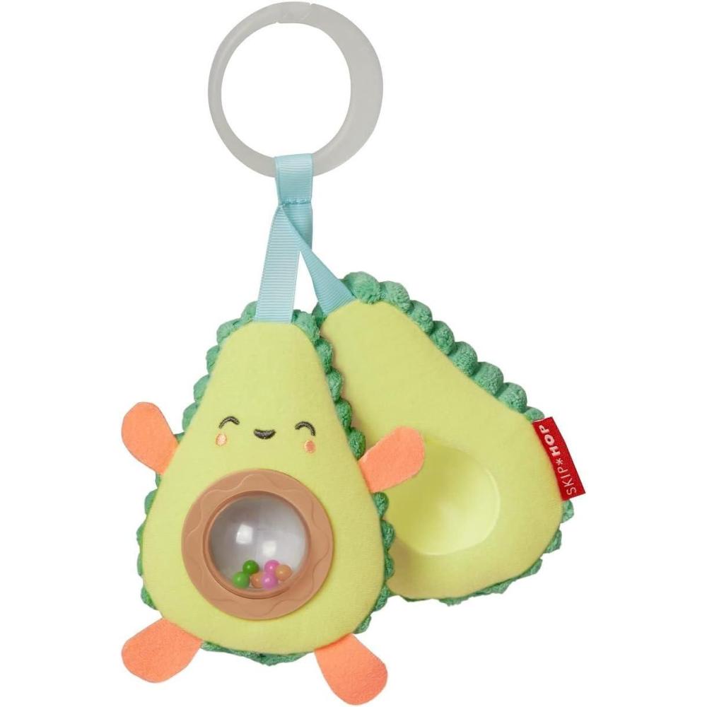 imageSkip Hop Soft Silicone Baby Teething Ring Toys Farmstand Teethe ampamp Play Toy Set of 4 BPAFree Age 3mAvocado Stroller Toy