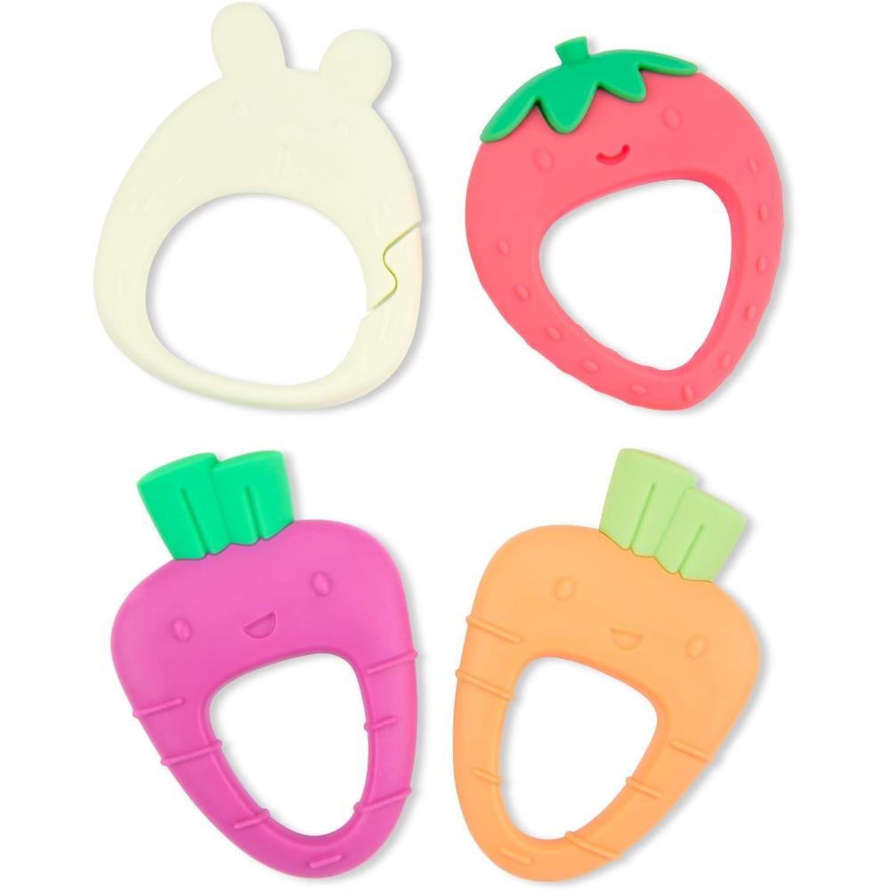 imageSkip Hop Soft Silicone Baby Teething Ring Toys Farmstand Teethe ampamp Play Toy Set of 4 BPAFree Age 3mTeethe  Play Toy Set