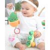 Skip Hop Soft Silicone Baby Teething Ring Toys Farmstand Teethe & Play Toy Set of 4, BPA-Free, Age 3m+(Cactus Stroller Toy)
