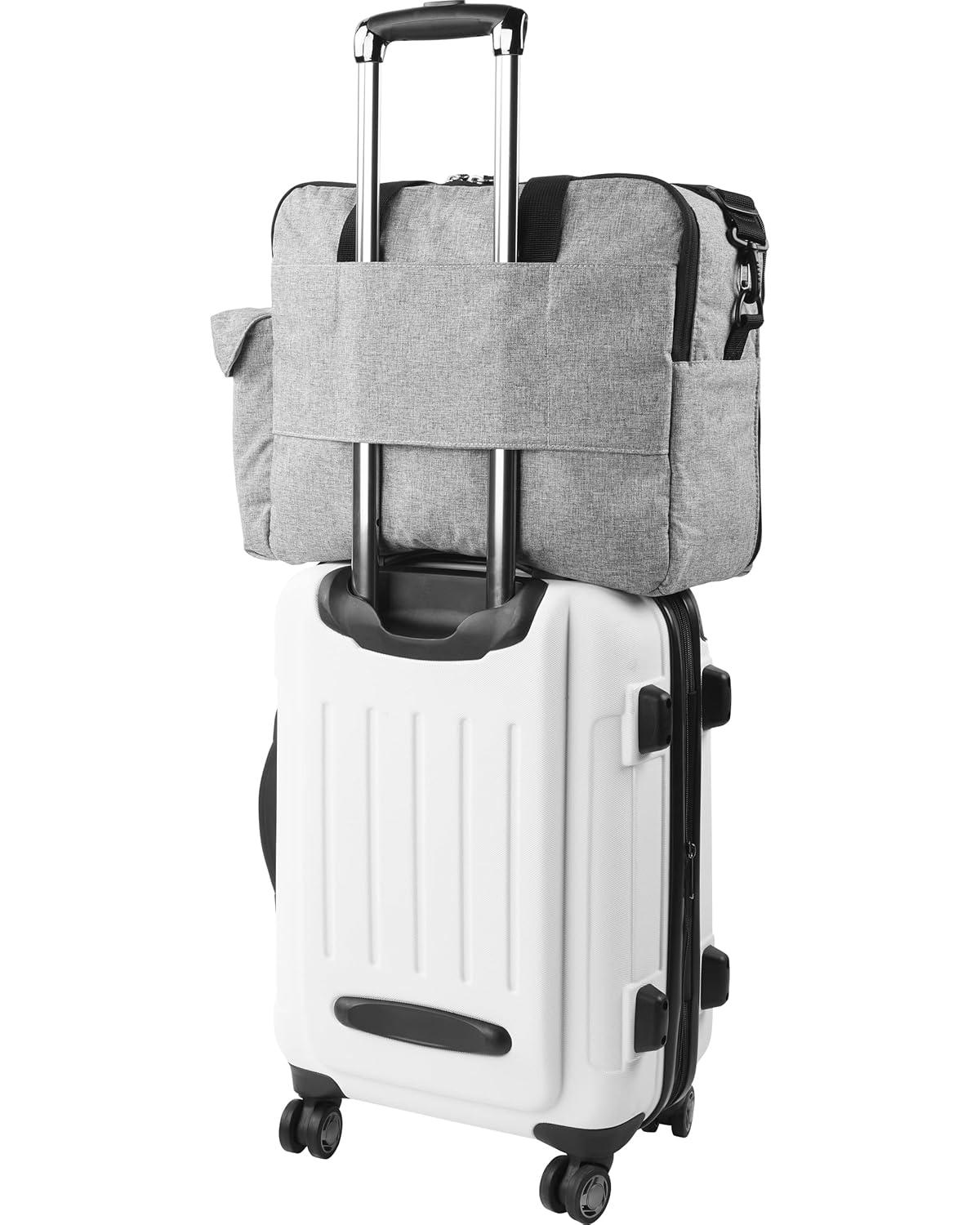 imageSkip Hop Diaper Bag Iconic Duo Weekender Extra Large Capacity with Changing Pad ampamp Stroller Attachment Grey MelangeDiaper Bag