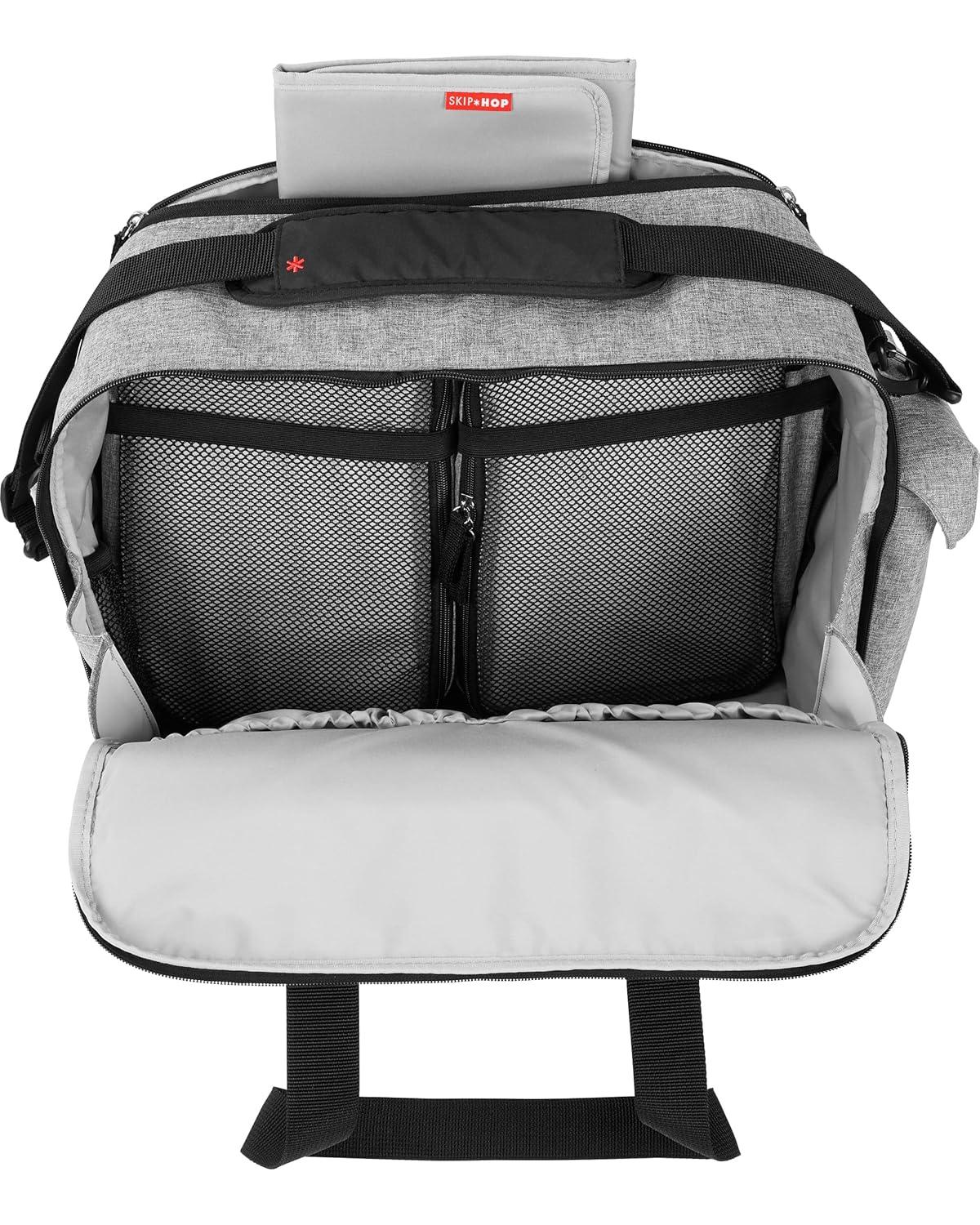 imageSkip Hop Diaper Bag Iconic Duo Weekender Extra Large Capacity with Changing Pad ampamp Stroller Attachment Grey MelangeDiaper Bag
