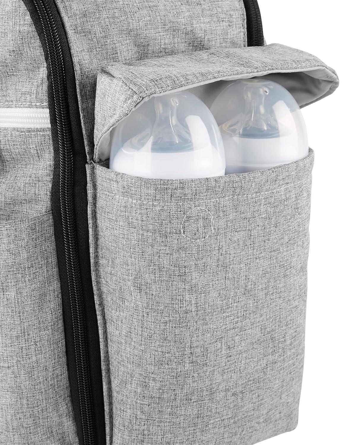 imageSkip Hop Diaper Bag Iconic Duo Weekender Extra Large Capacity with Changing Pad ampamp Stroller Attachment Grey MelangeDiaper Bag