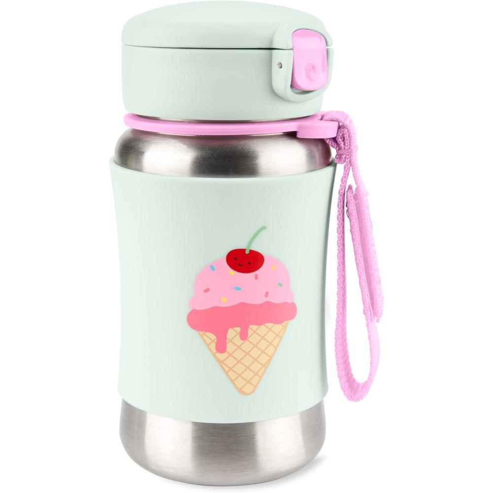 imageSkip Hop Toddler Sippy Cup with Straw Sparks Stainless Steel Straw Bottle RainbowIce Cream